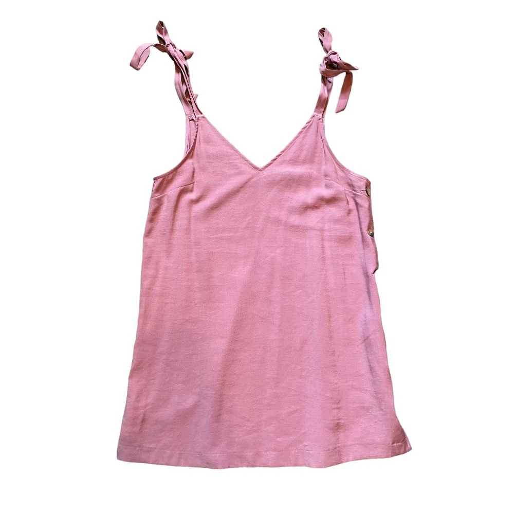 Topshop Tilda Pink Tie Shoulder Button Side Slip Mini Dress NWOT‎ US Size 10